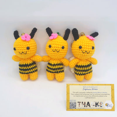 Hand Crocheted Bee Keyring