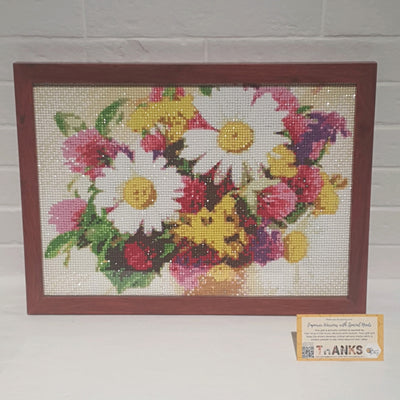 Flower Diamond Art with Wooden Frame and Glass (38.5 x 28)
