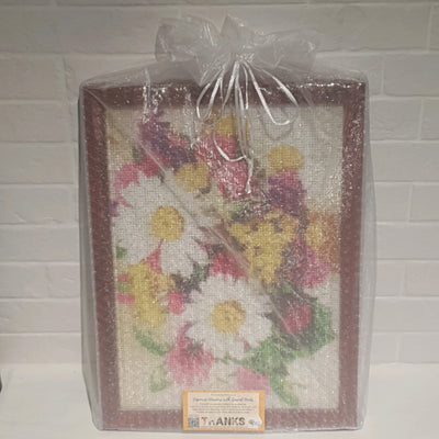 Flower Diamond Art with Wooden Frame and Glass (38.5 x 28)