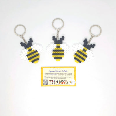 Bee Perler Beads Keychain