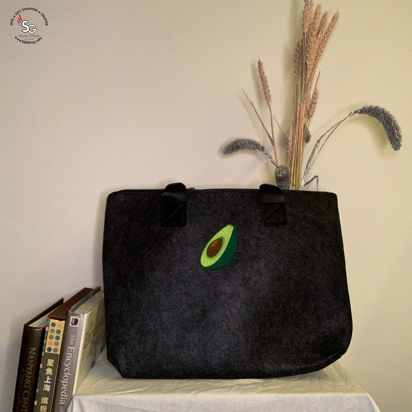 Felt Laptop Bag with Iron-on Patch - B