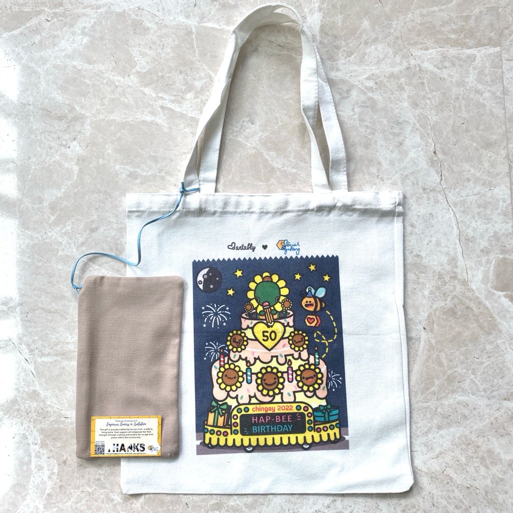 Artably X Social Gifting Canvas Tote with Upcycled Pouch