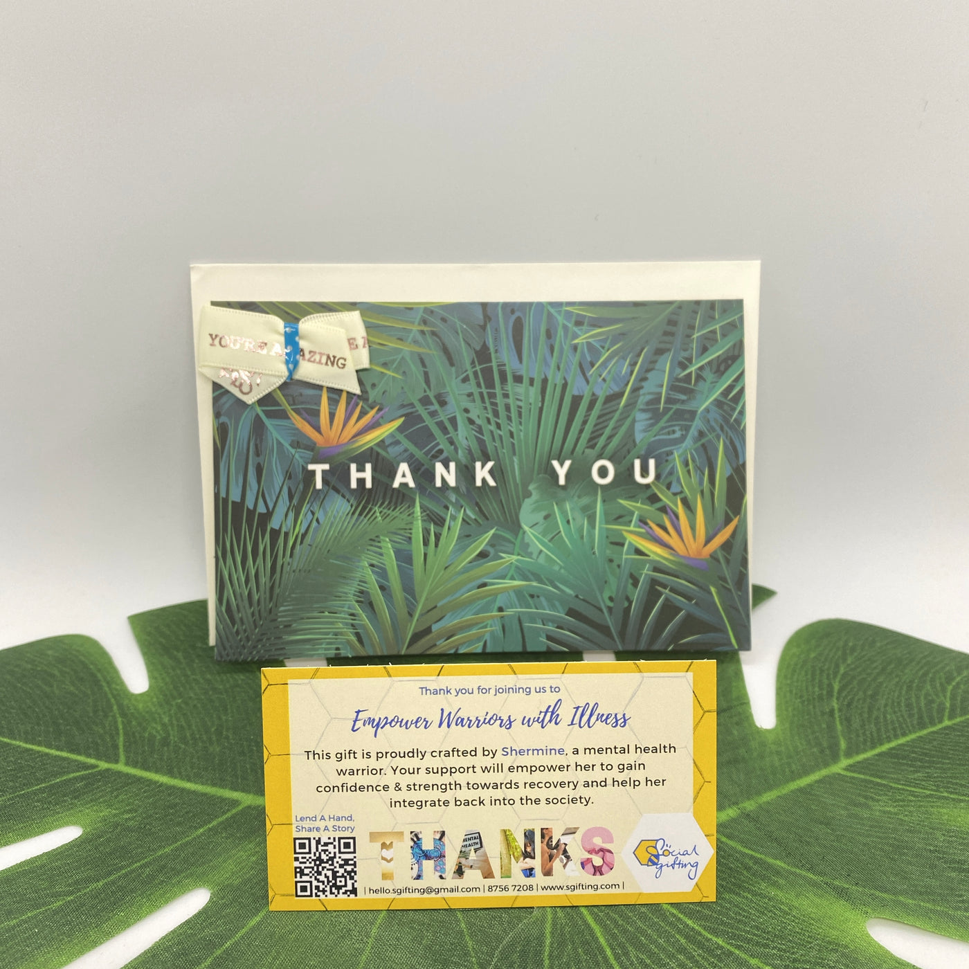 Thank You Card With Ribbon - Jungle