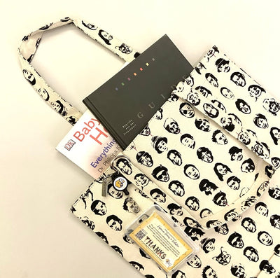 Faces Tote Bag with Retractable Card Holder and "I Can" Charm