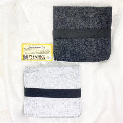 Felt Pouch for Cables (Dark Grey with tri-coloured band)